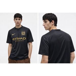Official Nike Man City 2013 Black Gold Jersey Dri Fit Size S Vintage Soccer Core
